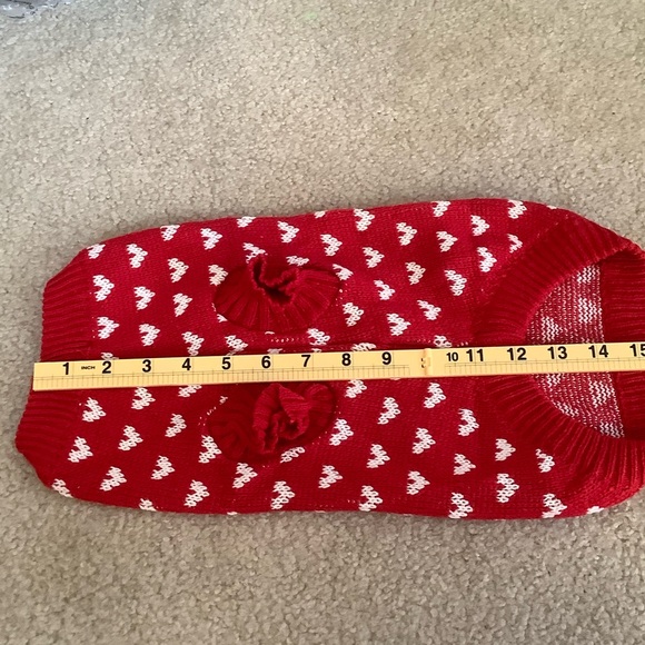 Charming Red Dog Sweater with Heart Design - Picture 3 of 7